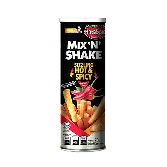 Bika Mix 'N' Shake Potato Sticks (Sizzling Hot & Spicy) 70g x 12