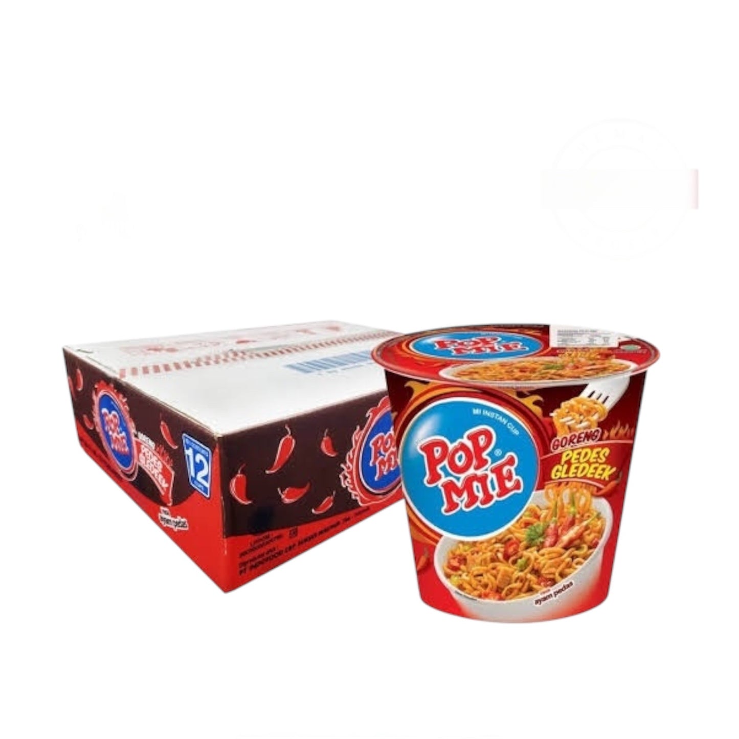 INDOMIE POP MIE PEDAS GLEDEK 85G x 12